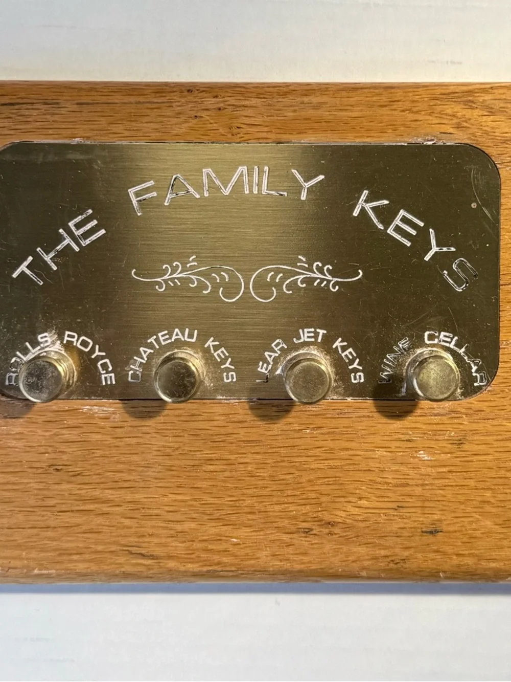 The Family Keys Brass and Oak Wall Key Rack